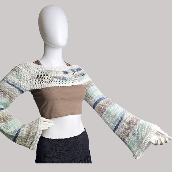Handmade Knit & Crochet Bolero Shrug – Fits Small to Large - Picture 3 of 8